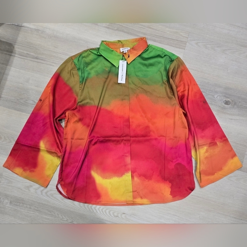 The Drop Women's Ombre Print Long Sleeve Shirt by @monroesteele Size L NWT